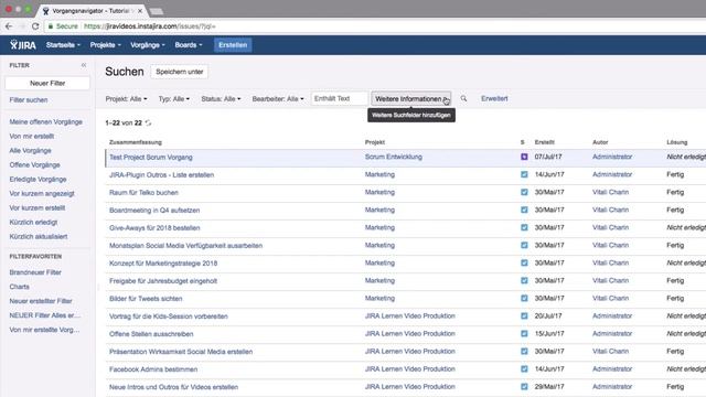Suchergebnisse exportieren - als RSS-Feed - Atlassian Jira lernen Video #34 смотреть онлайн