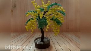 Дерево мимозы из бисера