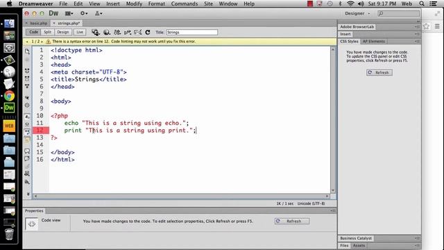 Strings 01 - echo and print commands смотреть онлайн