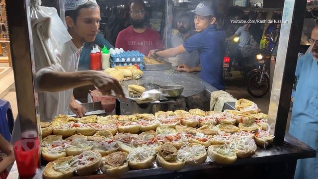 BURGER MAKING | Super Fast Cooking Skills | Pakistani Street Food Egg ANDA BUN KABAB