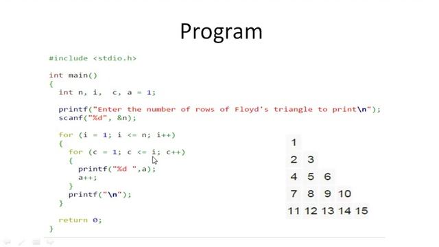 Write a program to print Floyd's Triangle смотреть онлайн