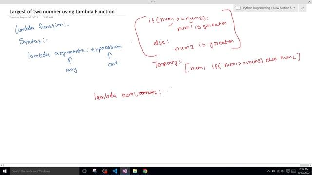 largest of two numbers in python | Lambda Function смотреть онлайн