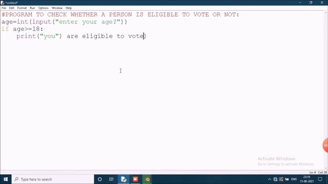 python program to check whether a person is eligible to vote or not!! смотреть онлайн