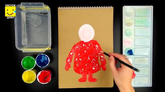 Как нарисовать Деда Мороза пальчиковыми красками. Видео урок для детей от 3 лет смотреть онлайн