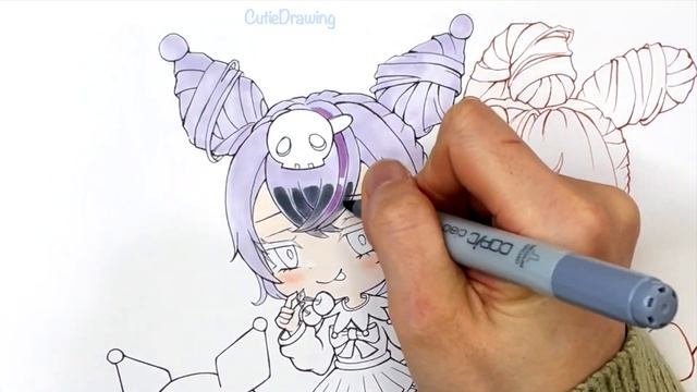 Drawing My Melody and Kuromi in chibi style |Copic markers| Sanrio star characters #63 смотреть онлайн
