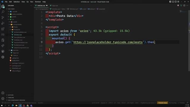 34. Make HTTP Get Request using Axios Promise based library - Vue 3 смотреть онлайн
