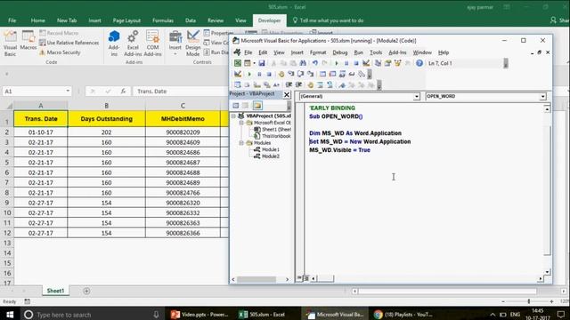 Learn Excel - Video 505-  VBA - Connect MS Word With Excel - Series 1