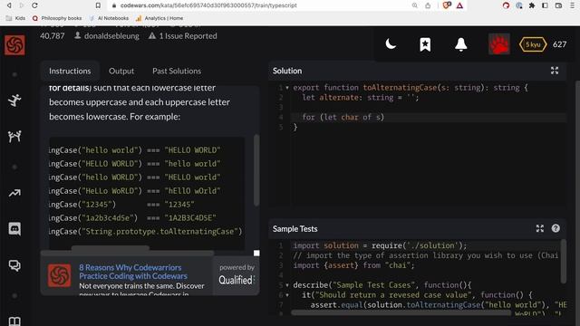 Codewars - Typescript - ALTerNAtiNG CaSe смотреть онлайн