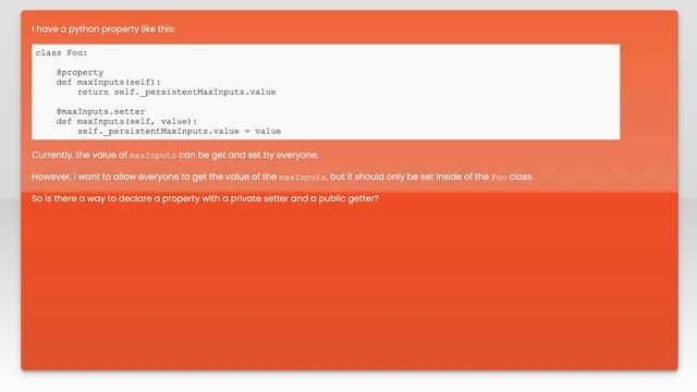 Python property with public getter and private setter смотреть онлайн