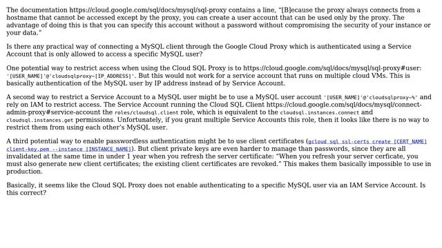 Passwordless user for Google Cloud SQL (MySQL) using Cloud SQL Proxy? смотреть онлайн