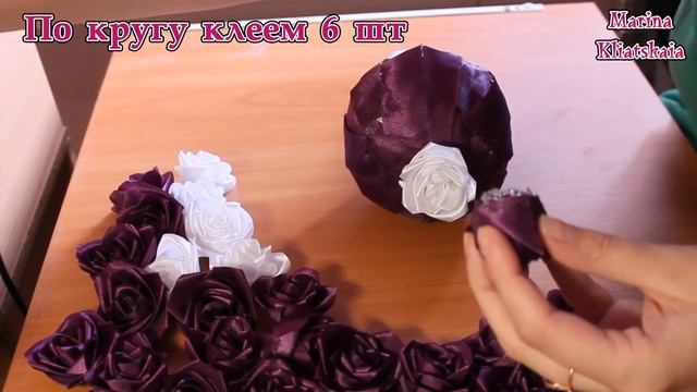 Свадебный букет фиолет/видео мастер-класс/Канзаши/(ENG SUB)/Purple wedding bouquet смотреть онлайн