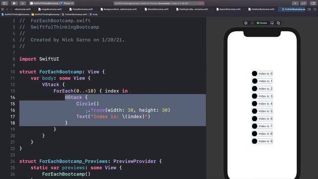 How to use ForEach loops in SwiftUI | Bootcamp #14 смотреть онлайн