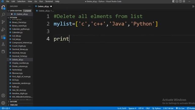 Delete all Elements in List Python||Python Program смотреть онлайн
