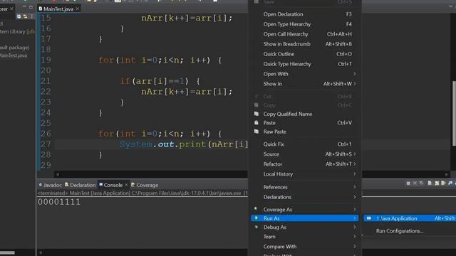Move all zeros to start and ones to end of array program смотреть онлайн