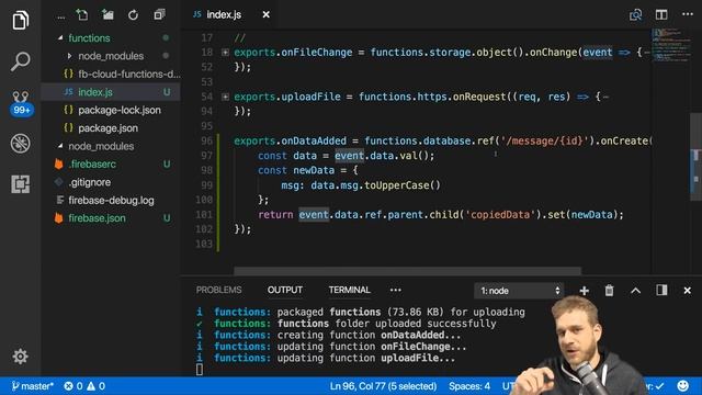Firebase Cloud Functions - Reacting to Database Events смотреть онлайн