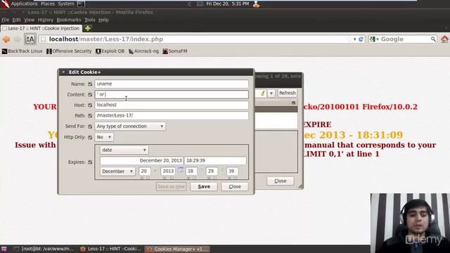Udemy SQL Injection Master Course : Lecture 33 cookie based injection at challenge solution 17 смотреть онлайн