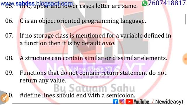 O level C programming Top 20 True False | O level C language class in hindi O level M3 R4 Important смотреть онлайн