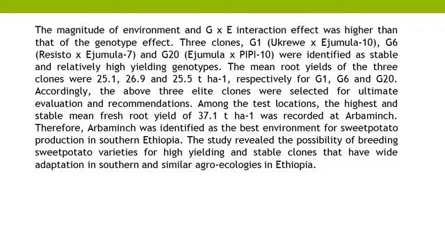 Stability Analysis of Fresh Root Yield of Sweetpotato in Southern Ethiopia using GGE Bi Plot IJPAA смотреть онлайн