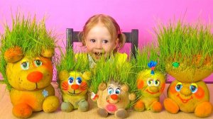 Живая детская игрушка Травянчик - трава растет прям на голове