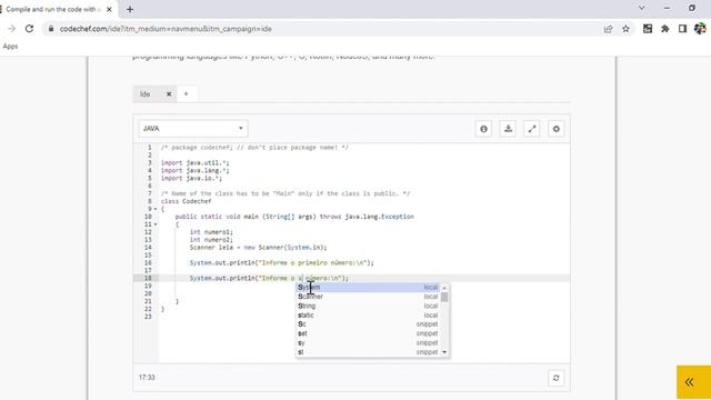 Codechef Uso do Scanner java смотреть онлайн