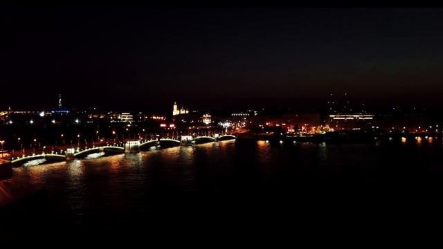 Съёмка с дрона. DJI Mavic PRO 4K. Ночной Санкт Петербург. Васильевский Остров смотреть онлайн