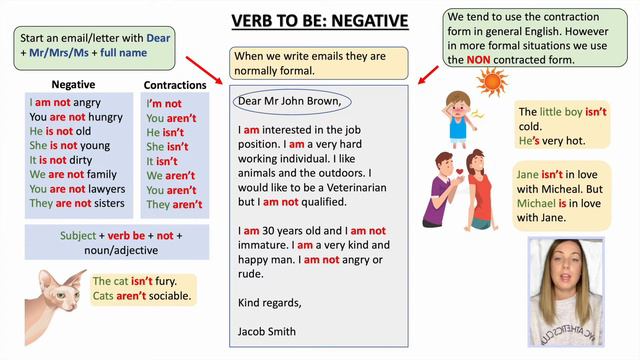 The VERB TO BE negative form! With EXERCISES and ANSWERS! Simple English with Alice смотреть онлайн