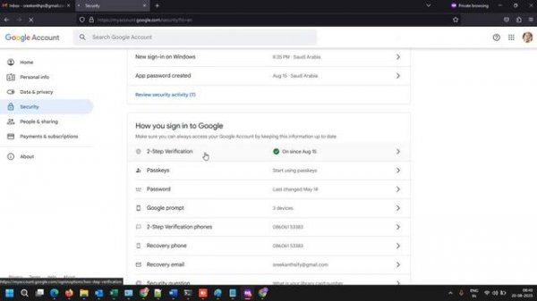 Gmail IMAP App Password Generation