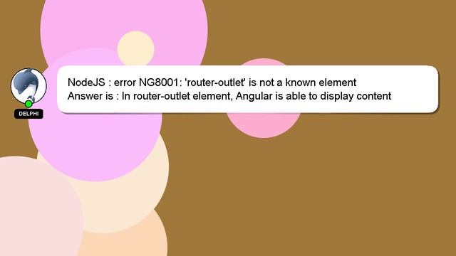 NodeJS : error NG8001: 'router-outlet' is not a known element смотреть онлайн