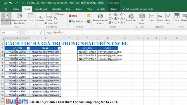 lọc dữ liệu trùng nhau trong excel 2003,2007,2010,2013,2016 смотреть онлайн