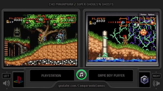 Super Ghouls'n Ghosts (PS1 vs GBA) Side by Side Comparison (Game Boy Player) смотреть онлайн