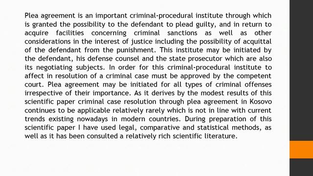The Role of Plea Agreement in Resolution of a Criminal Case in the Criminal Proceedings of the Repu смотреть онлайн
