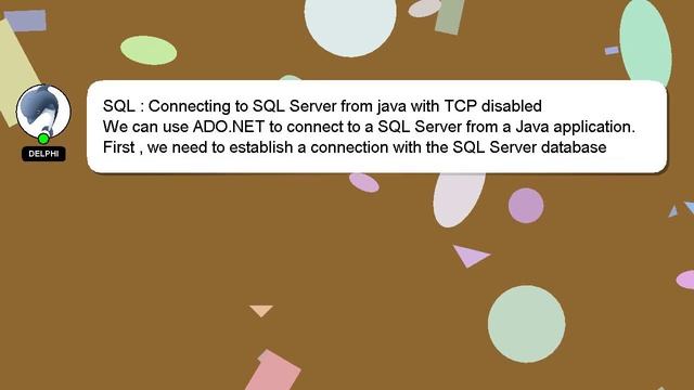 SQL : Connecting to SQL Server from java with TCP disabled смотреть онлайн