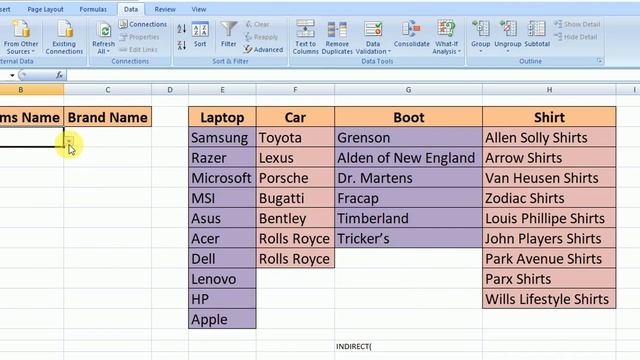 Dependent Drop Down List in excel, Multi Drop Down List in excel, Dropdown list, INDIRECT function, смотреть онлайн