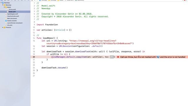 4 - Загрузка JSON, iOS-приложение на Swift в Xcode смотреть онлайн