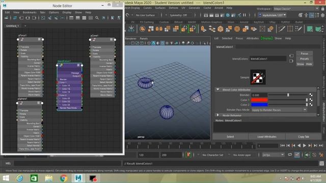 Autodesk maya 2020-Node editor-utility node(blend colors) tutorial смотреть онлайн