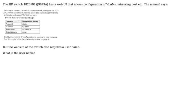 HP 1820-8G (J9979A) user name смотреть онлайн