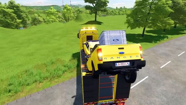 TRANSPORTING FORD RANGER PICKUP & AUDI POLICE CARS WITH TRUCKS ! Farming Simulator 22 смотреть онлайн