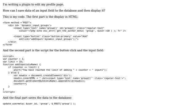 Wordpress: How to save data of an input field to an array? смотреть онлайн