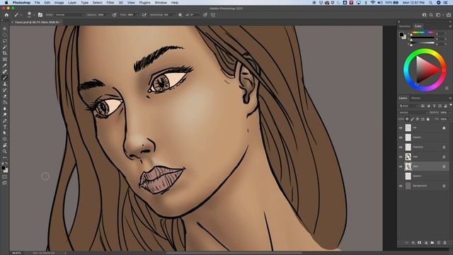 Drawing in Photoshop 8- The Face - Painting in Skin смотреть онлайн