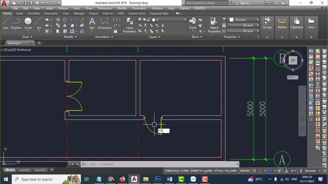 YQArch AutoCAD - Đổi hướng mở cửa ĐI смотреть онлайн