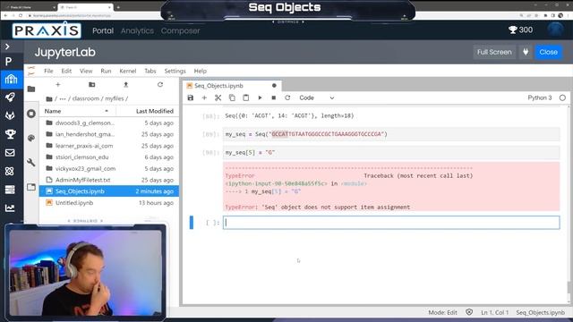 Python - Sequence Objects pt 4 - VDB Computational Biology смотреть онлайн