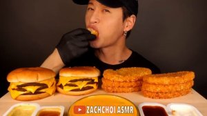 ASMR MUKBANG TRIPLE CHEESEBURGERS & CHEESY HASH BROWNS (No Talking) EATING SOUNDS | Zach Choi ASMR