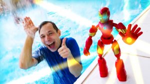 ЖЕЛЕЗНЫЙ ЧЕЛОВЕК в видео шоу - АКВАТИМ ищут Оружие Героев! – Видео игры Трансформеры и Супергерои.