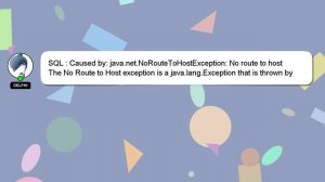 SQL : Caused by: java.net.NoRouteToHostException: No route to host