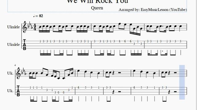 Ukulele Tab: How to play We Will Rock You by Queen смотреть онлайн