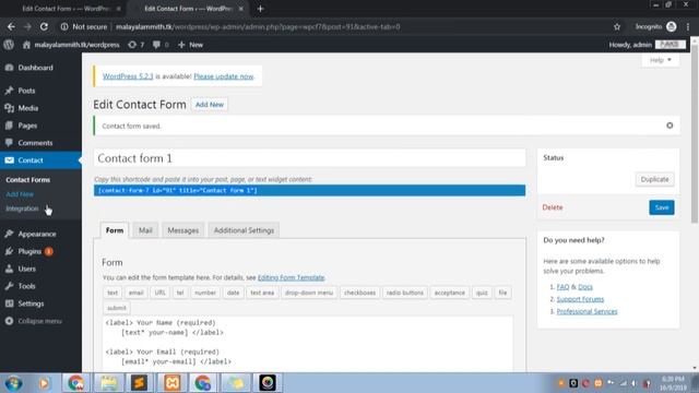 Creating a contact page with Contact Form 7 in Wordpress (malayalam) | aks programming смотреть онлайн