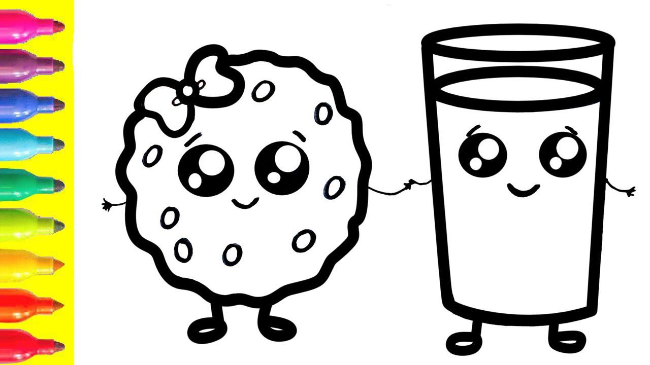Drawing And Coloring Cookies And Milk For Children&Bolalar Uchun Pechene Va Sutni Chizish Va Bo'yash
