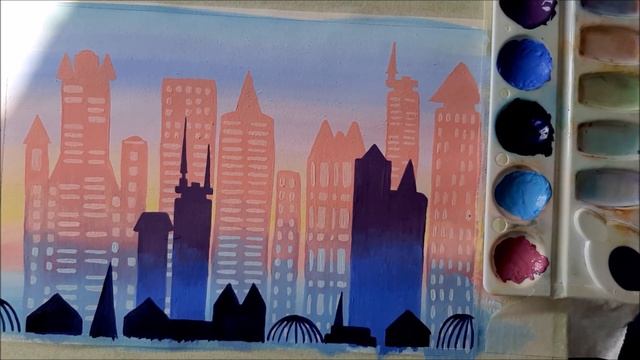 ГОРОД! КАК НАРИСОВАТЬ ГОРОД. РИСУЕМ ГОРОД БУДУЩЕГО. КАК НАРИСОВАТЬ ГОРОДСКИЕ ДОМА ГУАШЬЮ. смотреть онлайн