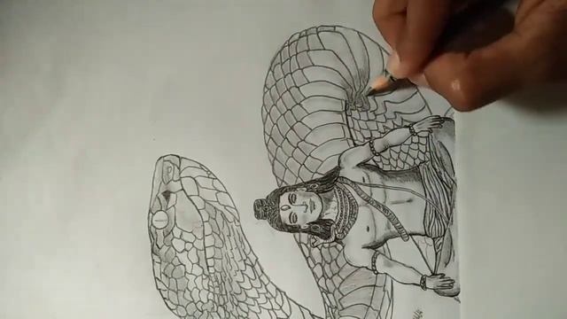 Lord Shiva & Snake Sketch | Shading part | Time lapse - Thanish Arts смотреть онлайн