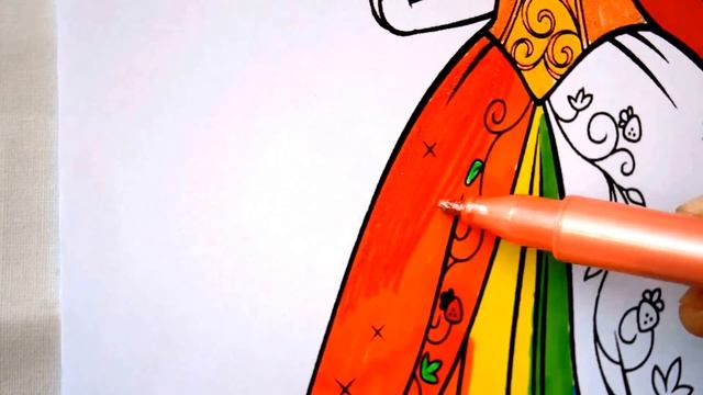 Coloring Page Strawberry Shortcake Berryfest Princess in a Rainbow Dress fun for kids смотреть онлайн